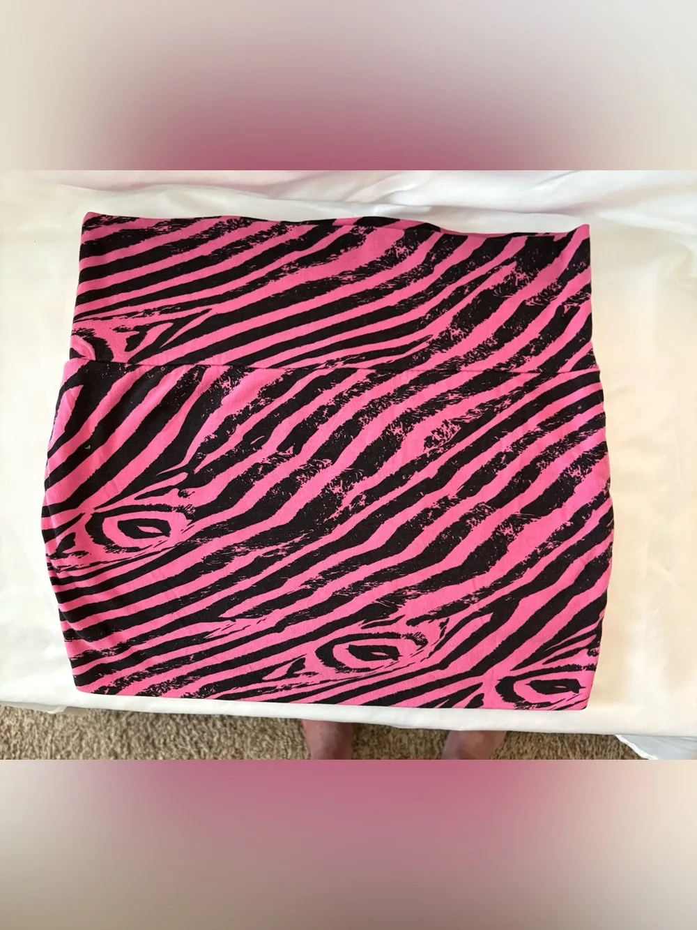 POOF Pink Zebra Print Mini Skirt Y2K Stretch Bodycon Clubwear Medium - Picture 4 of 7